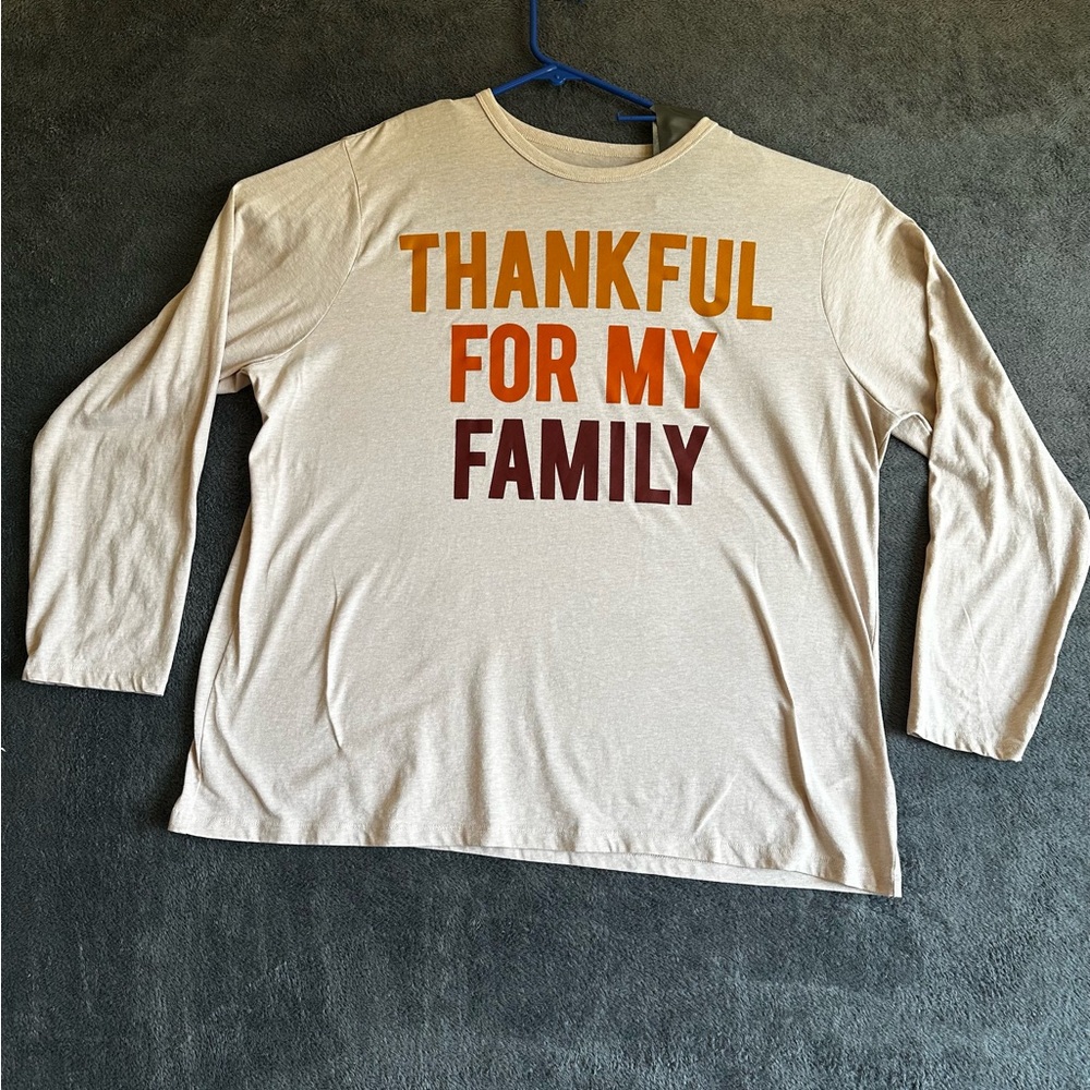 Place Thankful For My Family Long Sleeve Shirt - Cream Mens SZ XL - Picture 7 of 8